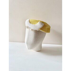 Vintage G HOWARD HODGE Yellow Raffia Straw Bow Pillbox Hat